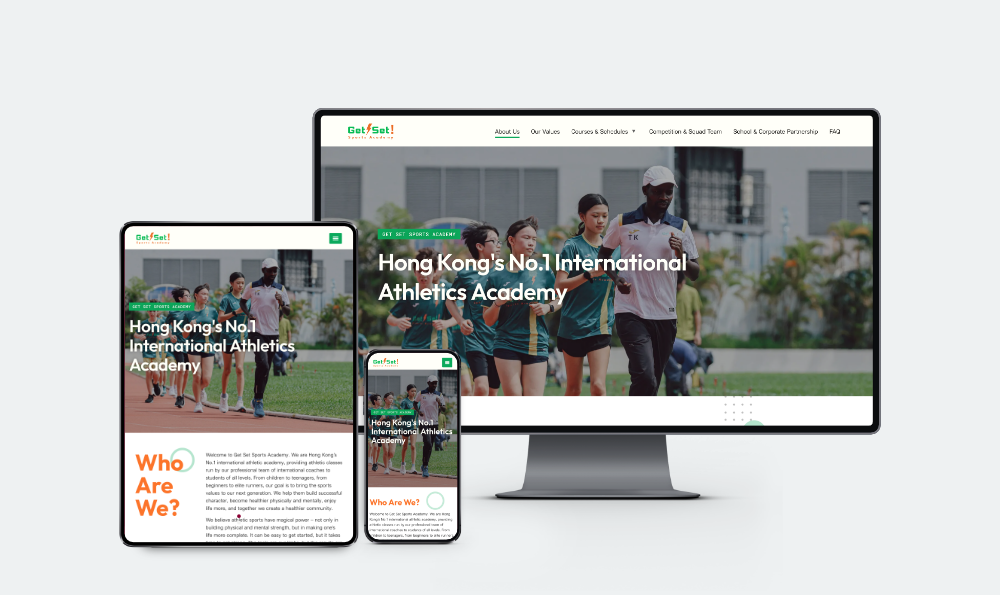 Get Set Sports Academy website on multiple devices
